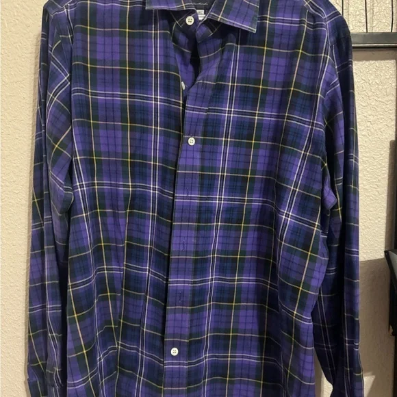 Ledbury Men's Purple Plaid Button Down Shirt - Picture 2 of 6